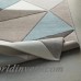 Wrought Studio Mott Street Modern Geometric Carved Teal/Gray Area Rug VRKG2615